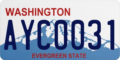 WA license plate AYC0031