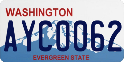 WA license plate AYC0062