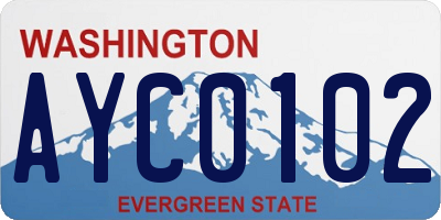 WA license plate AYC0102