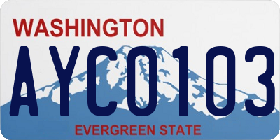 WA license plate AYC0103