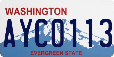 WA license plate AYC0113