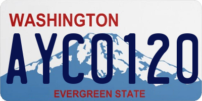 WA license plate AYC0120