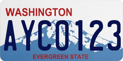 WA license plate AYC0123