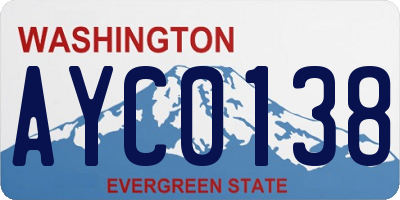 WA license plate AYC0138