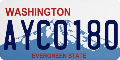 WA license plate AYC0180