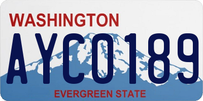 WA license plate AYC0189
