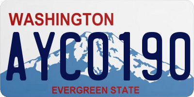 WA license plate AYC0190