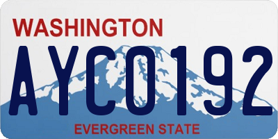 WA license plate AYC0192