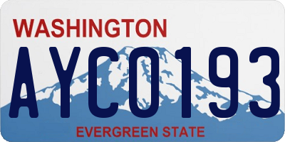 WA license plate AYC0193