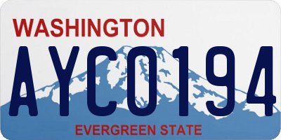 WA license plate AYC0194