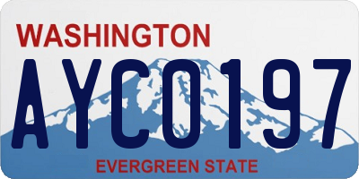 WA license plate AYC0197