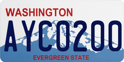 WA license plate AYC0200