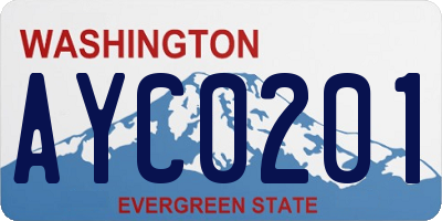 WA license plate AYC0201