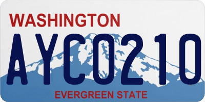 WA license plate AYC0210