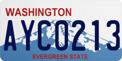 WA license plate AYC0213