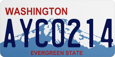 WA license plate AYC0214
