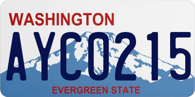 WA license plate AYC0215