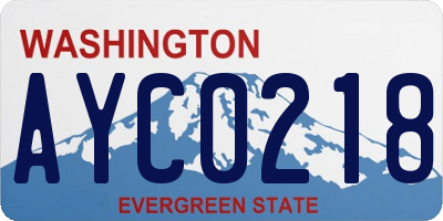 WA license plate AYC0218