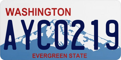 WA license plate AYC0219