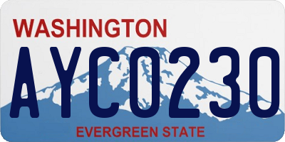 WA license plate AYC0230