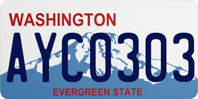 WA license plate AYC0303