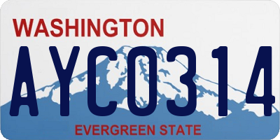 WA license plate AYC0314