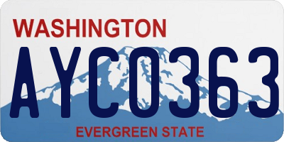WA license plate AYC0363
