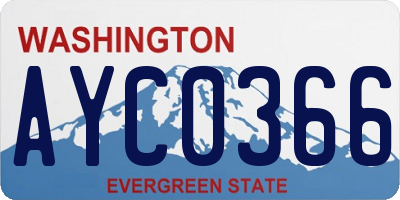 WA license plate AYC0366