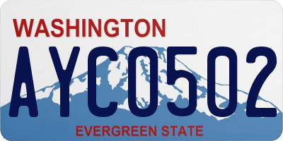 WA license plate AYC0502