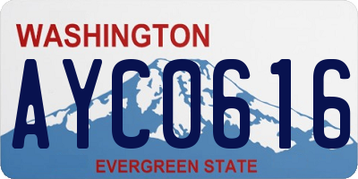 WA license plate AYC0616