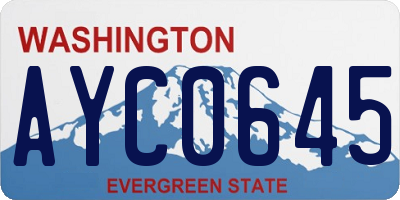 WA license plate AYC0645