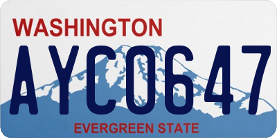 WA license plate AYC0647