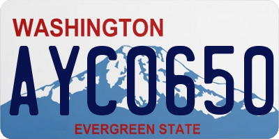 WA license plate AYC0650