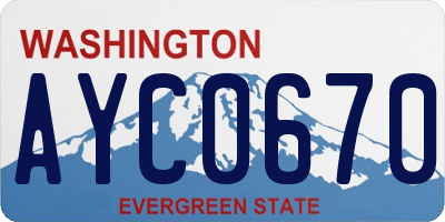 WA license plate AYC0670
