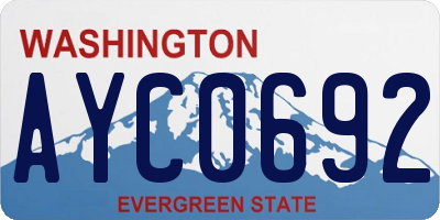 WA license plate AYC0692