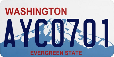 WA license plate AYC0701