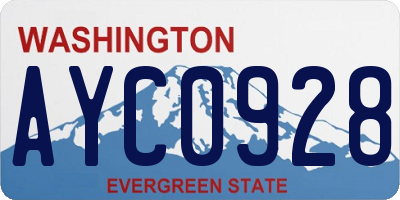 WA license plate AYC0928