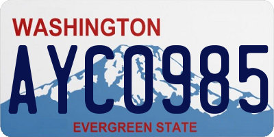 WA license plate AYC0985
