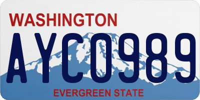 WA license plate AYC0989