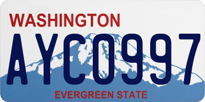 WA license plate AYC0997
