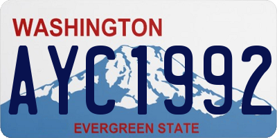 WA license plate AYC1992