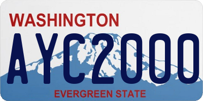 WA license plate AYC2000