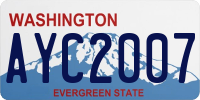 WA license plate AYC2007