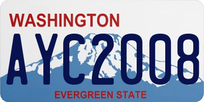 WA license plate AYC2008
