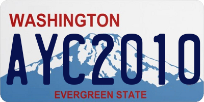 WA license plate AYC2010