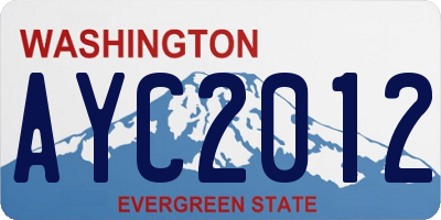 WA license plate AYC2012