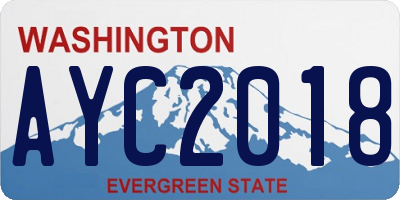 WA license plate AYC2018