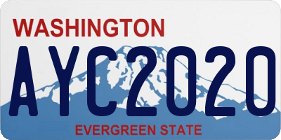 WA license plate AYC2020