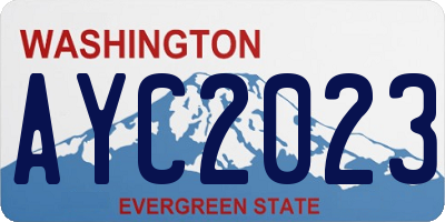 WA license plate AYC2023