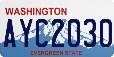 WA license plate AYC2030